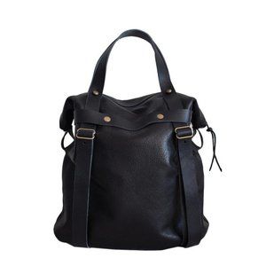 Spencer Devine Black Leather Tote Backpack